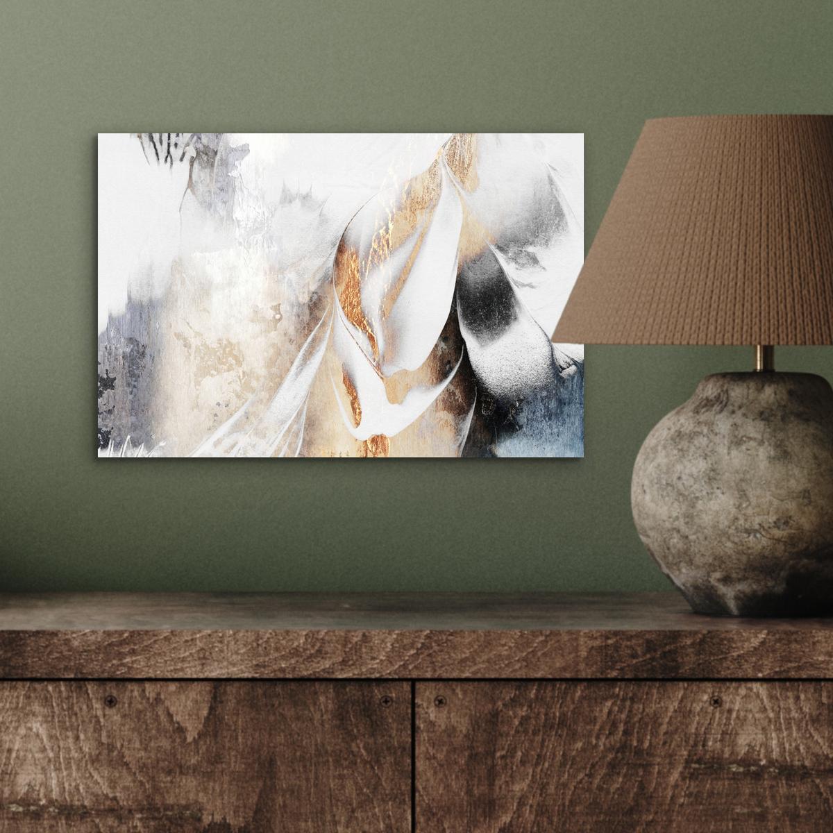 METALLBILD Luxus - Abstrakt - Gold - Weiß 30x20 cm - Goldfarben, Metall (30/20cm) - MuchoWow