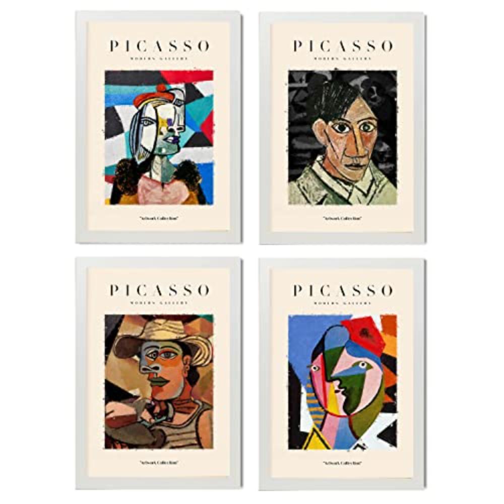 POSTER Set mit 4 Picassos Identifikationskollektion A4 Weißer Rahmen - Weiß, Papier (29.7/3cm) - Nacnic