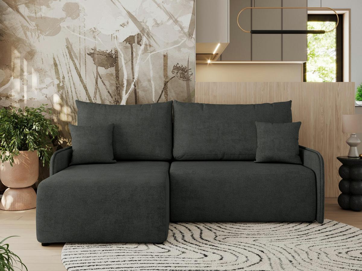 ECKSCHLAFSOFA ARPA L Dunkelgrau Struktur - links - Dunkelgrau/Schwarz, Kunststoff/Textil (198/150cm) - MKS