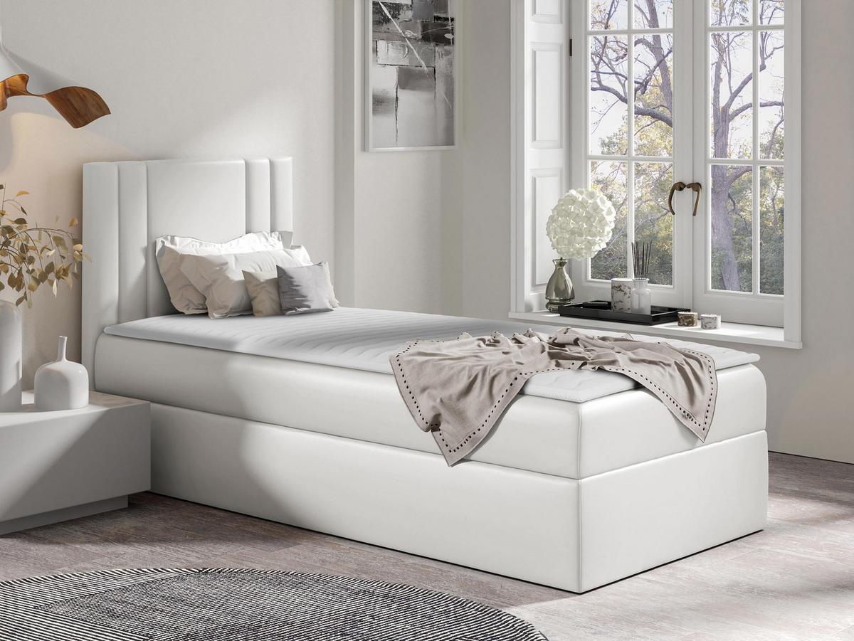 BOXBETT Carmen Mini, Seite zum Öffnen des Bettkastens: Links - H3 - Weiß, Holz (100/200cm) - MIRJAN24