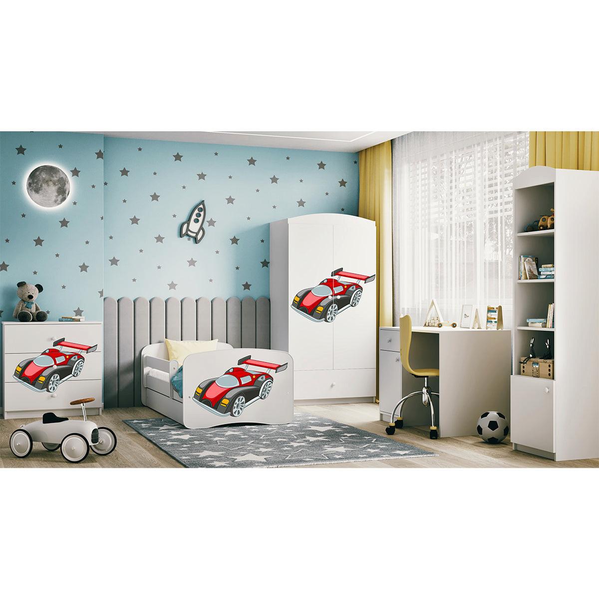 BETT Weiß - Kirschrot/Weiß, Holzwerkstoff (80/180cm) - Petits-meubles