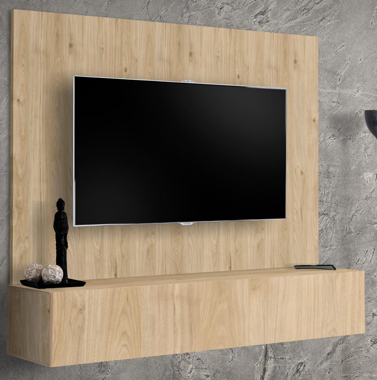 TV-LOWBOARD Eiche Jackson 160 cm, TV Unterschrank hängend mit Wandpaneel - Eichefarben, Holzwerkstoff (160/148/40cm) - Inn.Furn