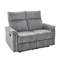 2-SITZER-RELAXSOFA Federkern, Liegefunktion verstellbar durch halbautomatische Relaxfunktion B130/T90/H100 cm, Velours Vintage Grau / 15127 - Hellgrau/Schwarz, Textil (130/100/90cm) - luma-home