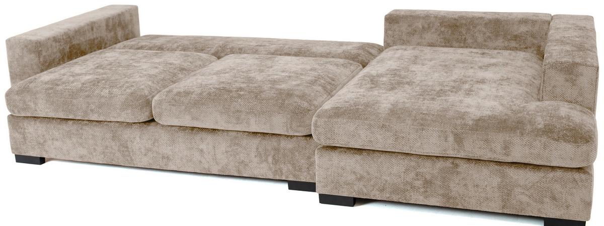 ECKSOFA Dahlia mit Schlaffunktion und Bettkasten in L-Form Rechts - Beige Chenille 285/92/155 cm - Beige/Schwarz, Kunststoff/Textil (155/285cm) - WFL GROUP