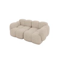 2-SITZER modulares Sofa Miko-S1 214x118x75 cm Beige Velours - Ecru/Schwarz, Holzwerkstoff/Kunststoff (214/75/118cm) - ALTDECOR