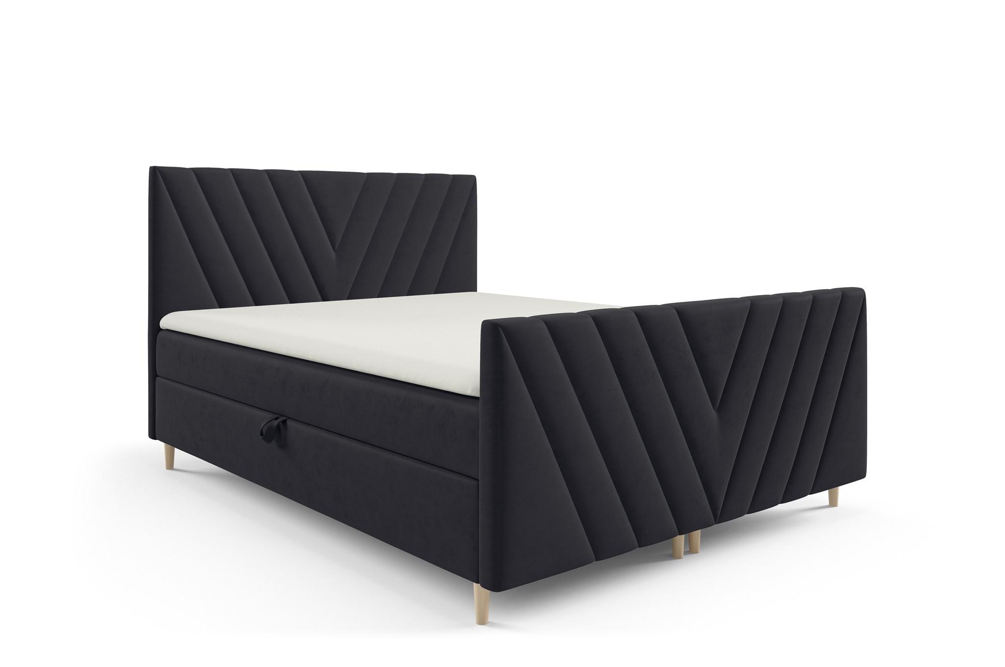 BOXBETT Carlito Premium - Schwarz, Holzwerkstoff/Textil (160/220cm) - Fun Möbel