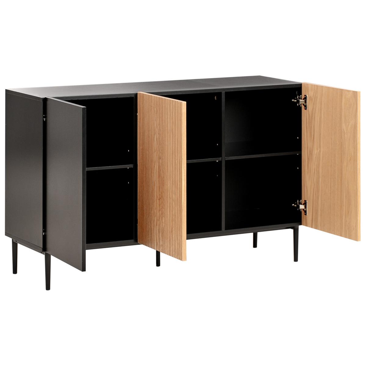 SCHRANK Naturfarbene Esche Schwarz Blythe - Schwarz, Holzwerkstoff (120/76/40cm) - Beliani