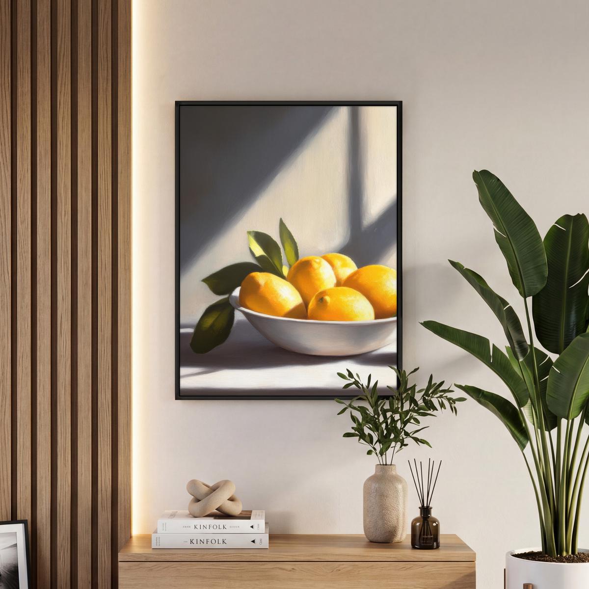 LEINWAND Bilder mit Rahmen - Zitronen - Stilleben - Gelb - 50x70 - Gelb, Textil (50/70cm) - MuchoWow