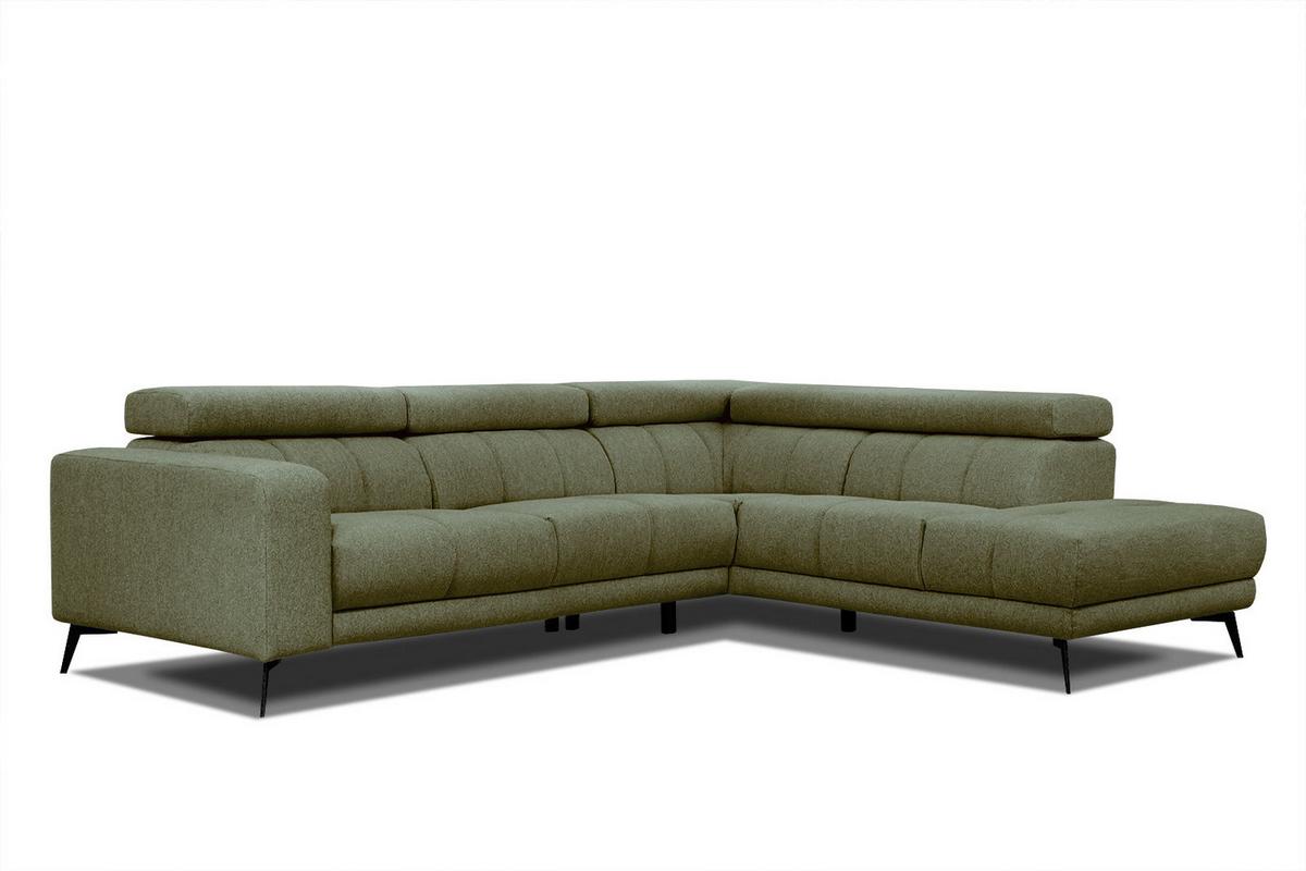 ECKSOFA MORELLO 5-Sitzer, olivgrün - Schwarz/Olivgrün, Holzwerkstoff/Textil (287/228cm) - Wozimo