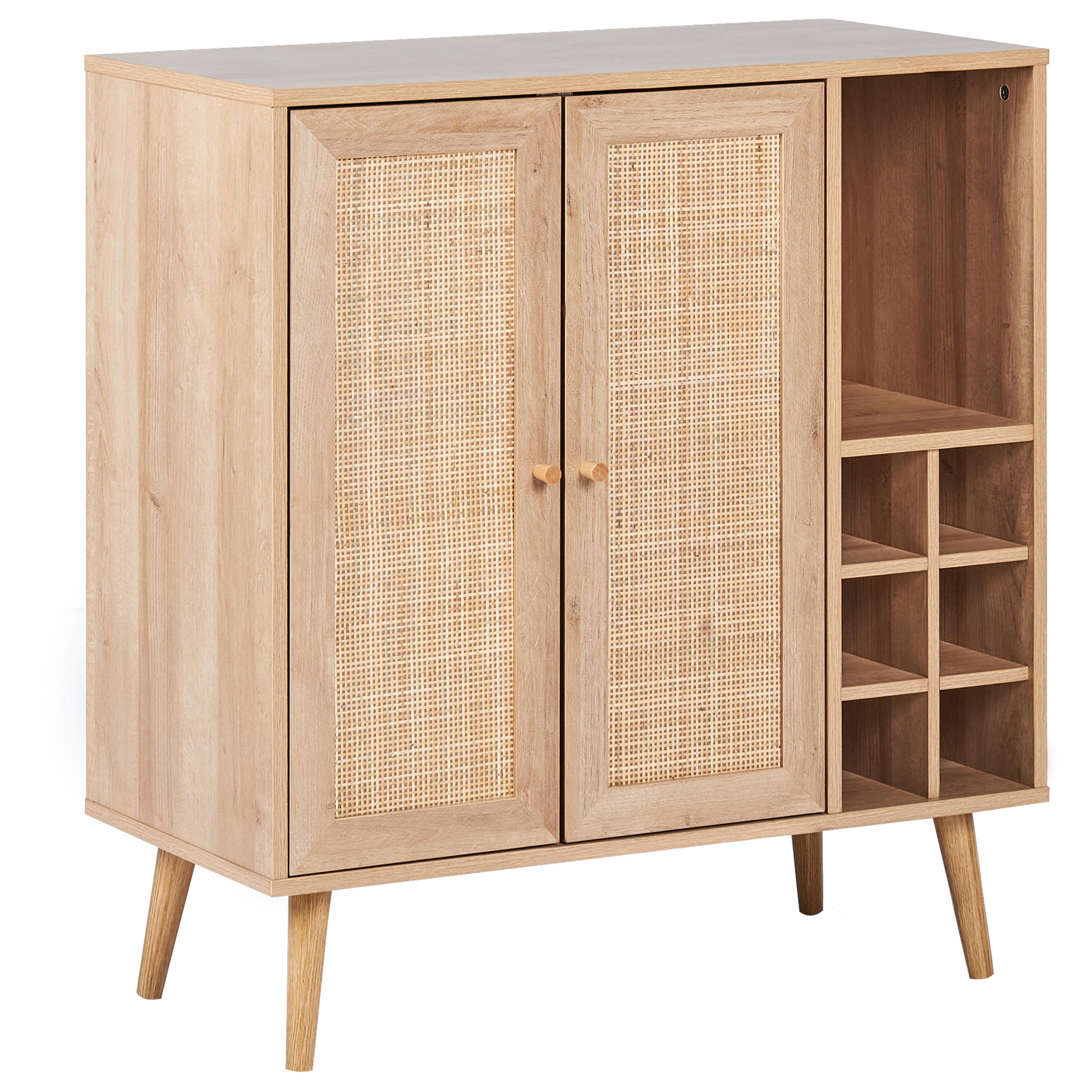 WEINREGAL Hellbraun Paget - Braun, Holzwerkstoff (83/89/39cm) - Beliani