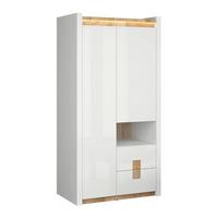 SCHRANK 2 Türen Helios Weiß und Holz - Weiß, Holzwerkstoff (102/201/60cm) - Petits-meubles