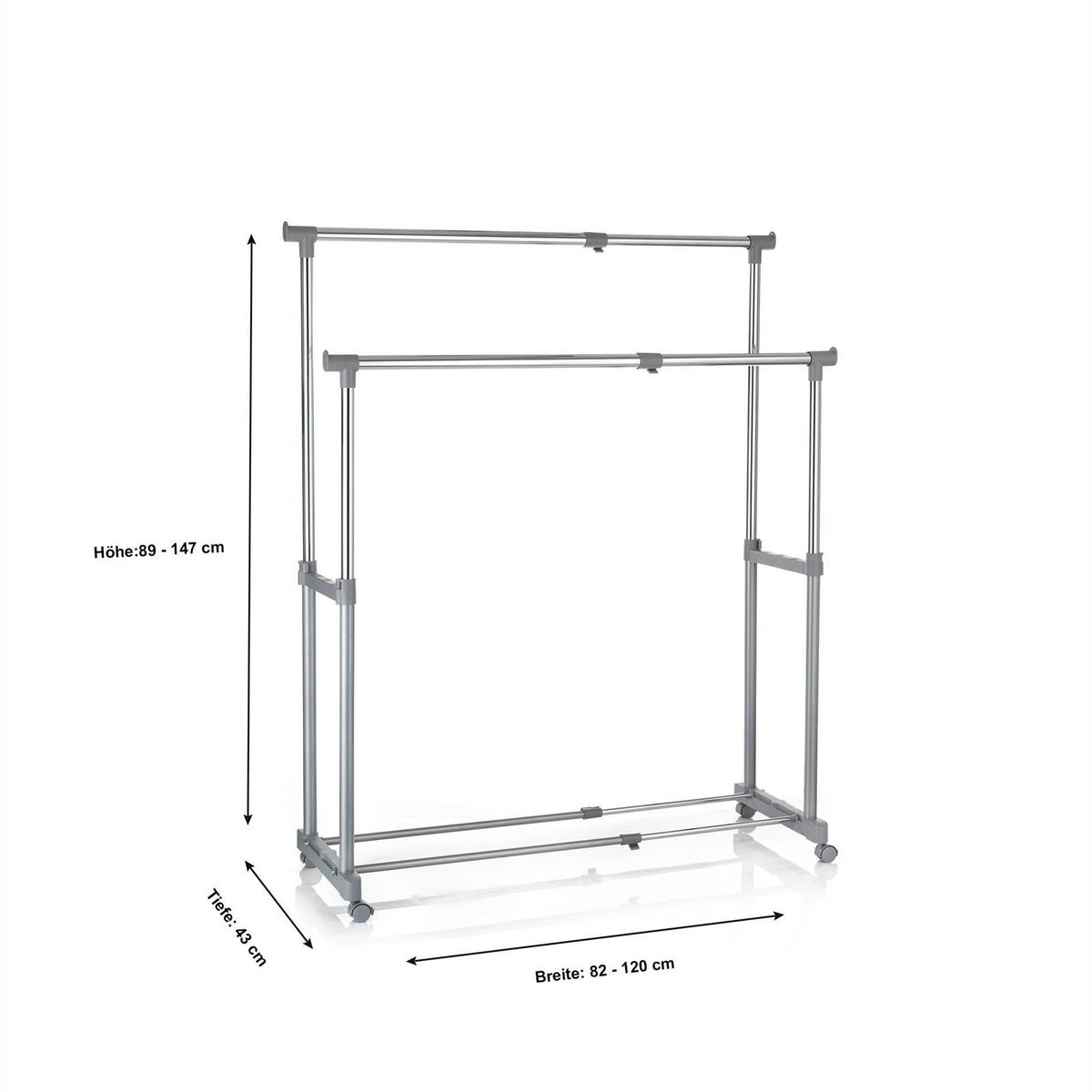 GARDEROBENWAGEN CASA grau - Grau, Metall (82/89/43cm) - CARO-Möbel