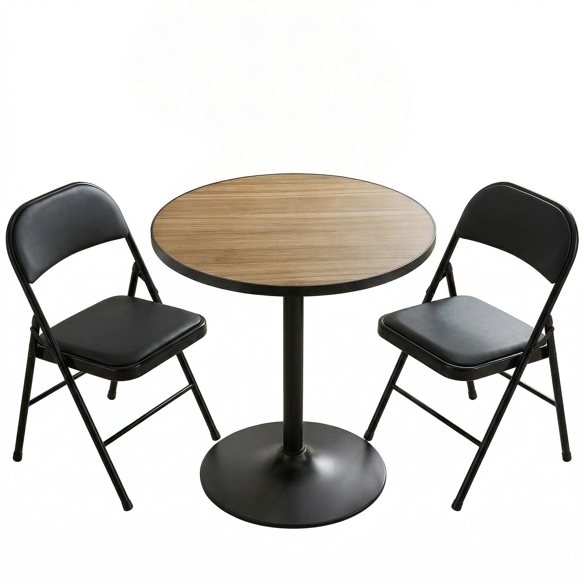 ESSGRUPPE 2er Set Kunstleder MDF Schwarz Eiche - Schwarz, Holzwerkstoff/Kunststoff (70/76/70cm) - HOMCOM