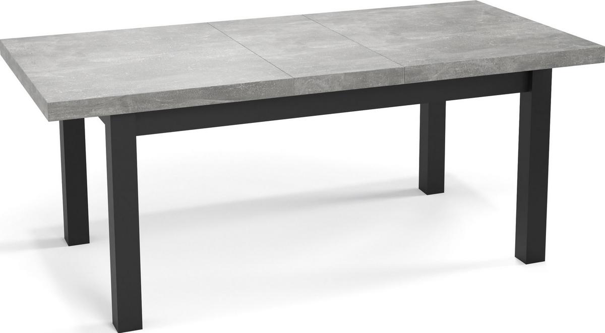 ESSTISCH Gemini rechteckig ausziehbar, Grauer Beton 120-160/80/78 cm - Hellgrau/Schwarz, Holz/Holzwerkstoff (80/160/78cm) - WFL GROUP