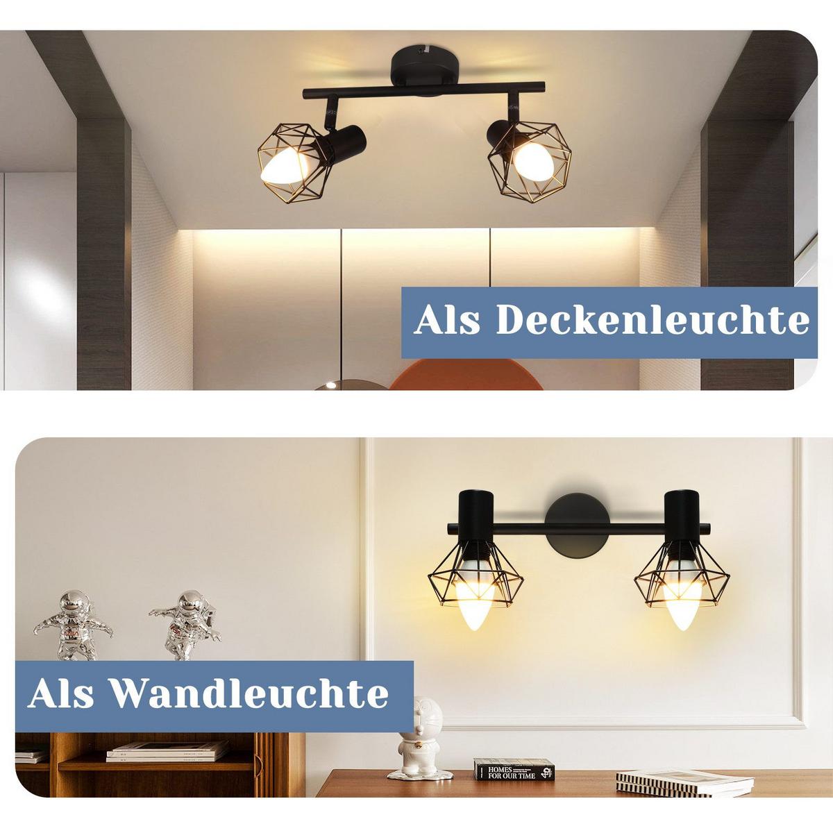DECKENSTRAHLER Featherstone 2-flammig 28/10/20 cm - Schwarz, Metall (28/10/20cm) - Nettlife