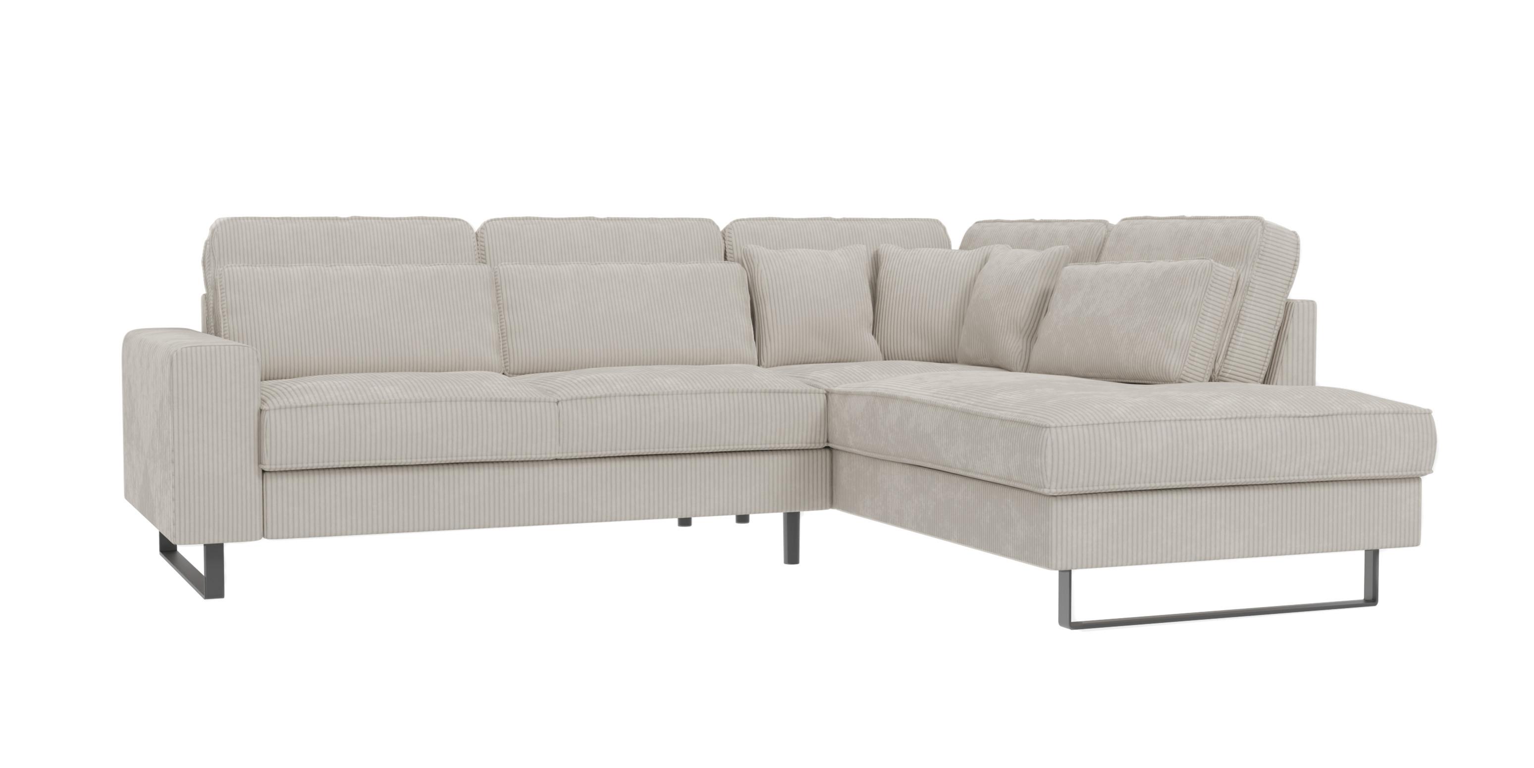 ECKSOFA Floe Beige Cord - Beige/Schwarz, Holz/Kunststoff (290/231cm) - S-Style Möbel