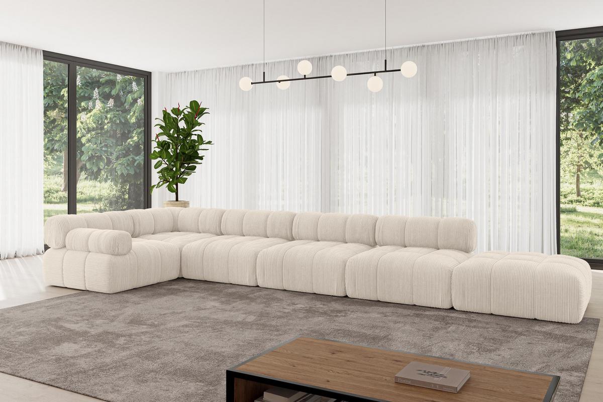 ECKSOFA modulares Sofa Felto-L3 - 475x190x70 cm Beige Cord - Beige, Holzwerkstoff/Textil (475/190cm) - ALTDECOR