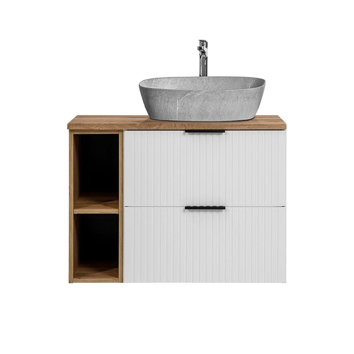 WASCHTISCH 80.6cm Adriel Weiß, Holz und Stein - Weiß, Holzwerkstoff (80.6/59/46cm) - Petits-meubles