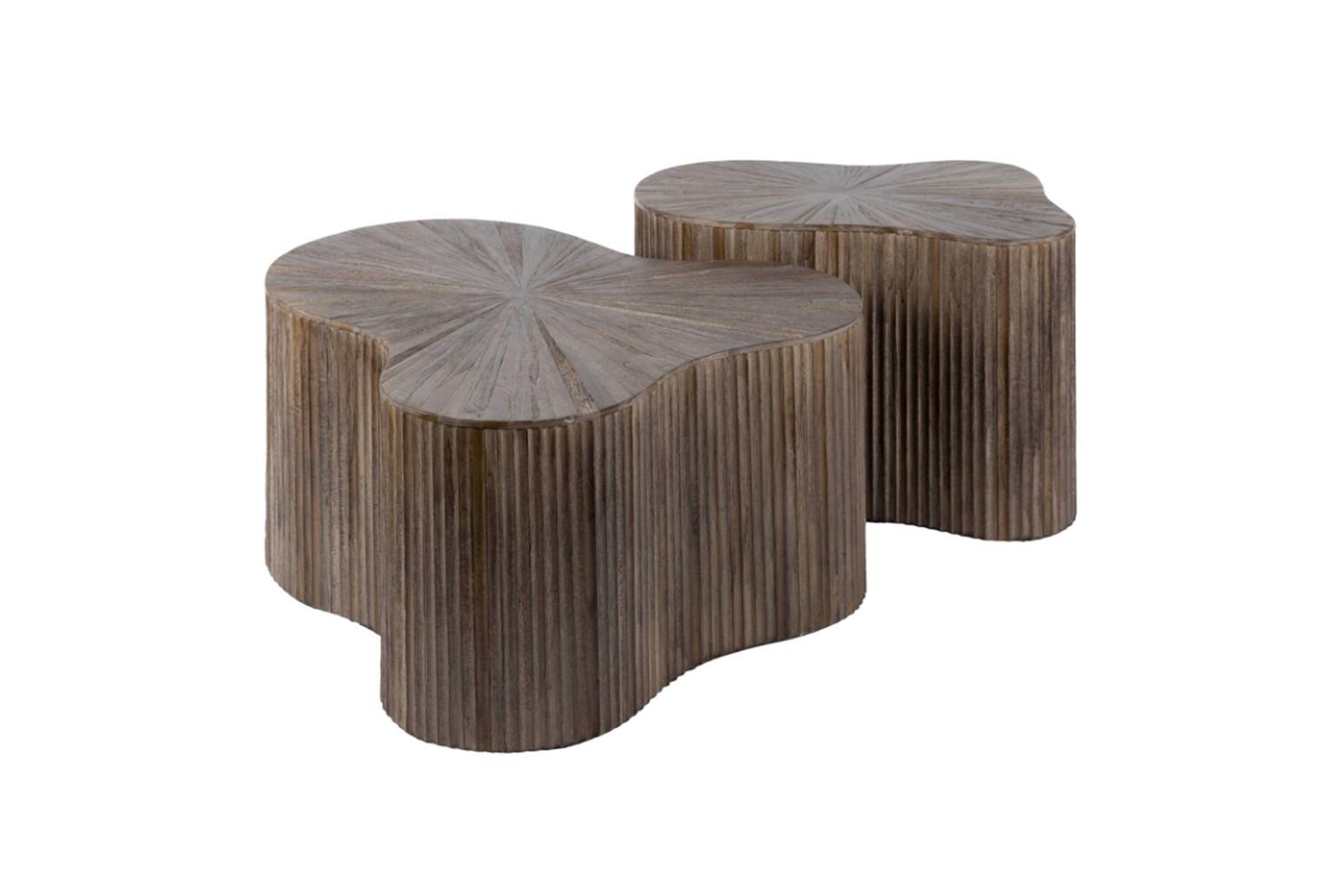 COUCHTISCH INKA 2ER SET Braun Teakholz - Braun, Teakholz/Holz (60/77/38cm) - KAWOLA