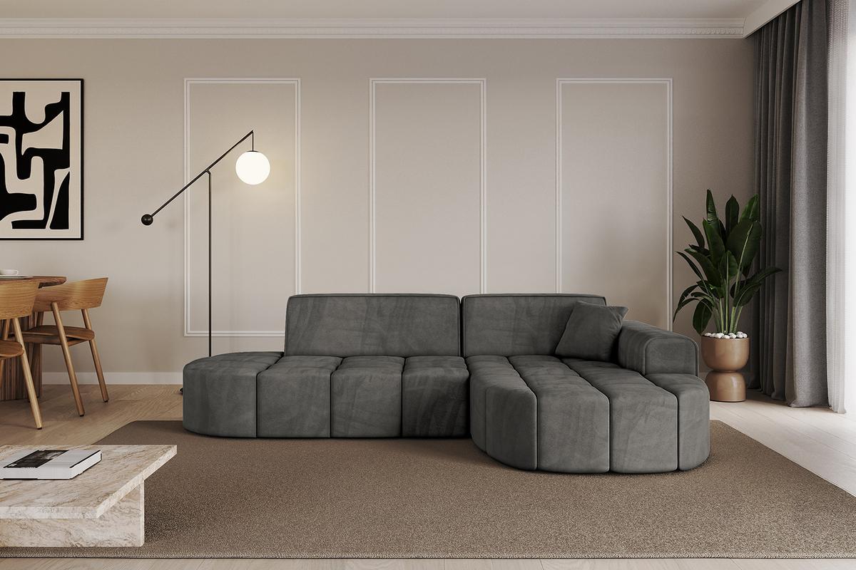 ECKSOFA Ottomane Rechts LIVO-L1 - 252x173x79,5 cm Dunkelgrau - Dunkelgrau, Holzwerkstoff/Textil (252/173cm) - ALTDECOR