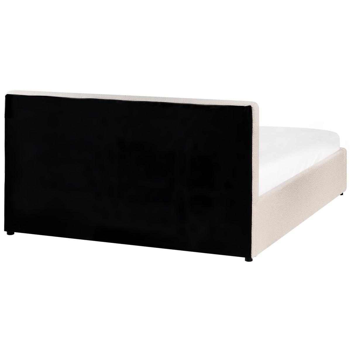 BETT mit Stauraum 140/200 cm Bouclé Cremeweiß Bousse - Creme, Textil (140/200cm) - Beliani