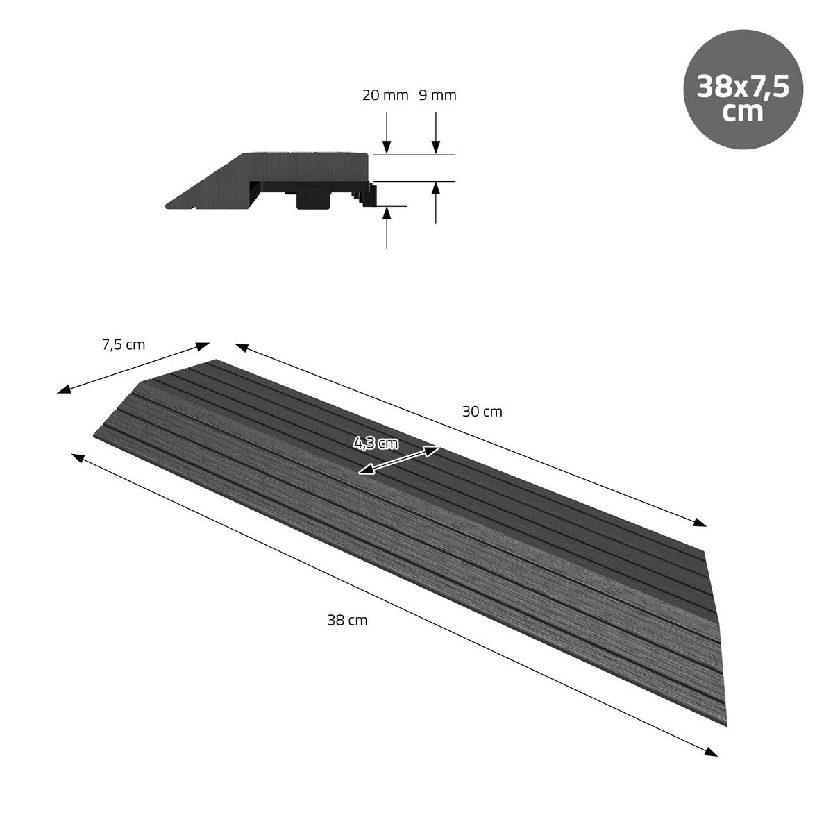 ABSCHLUSSLEISTE WPC Ecke rechts Anthrazit - Anthrazit, Holzwerkstoff (38/2/7.5cm) - ML-DESIGN