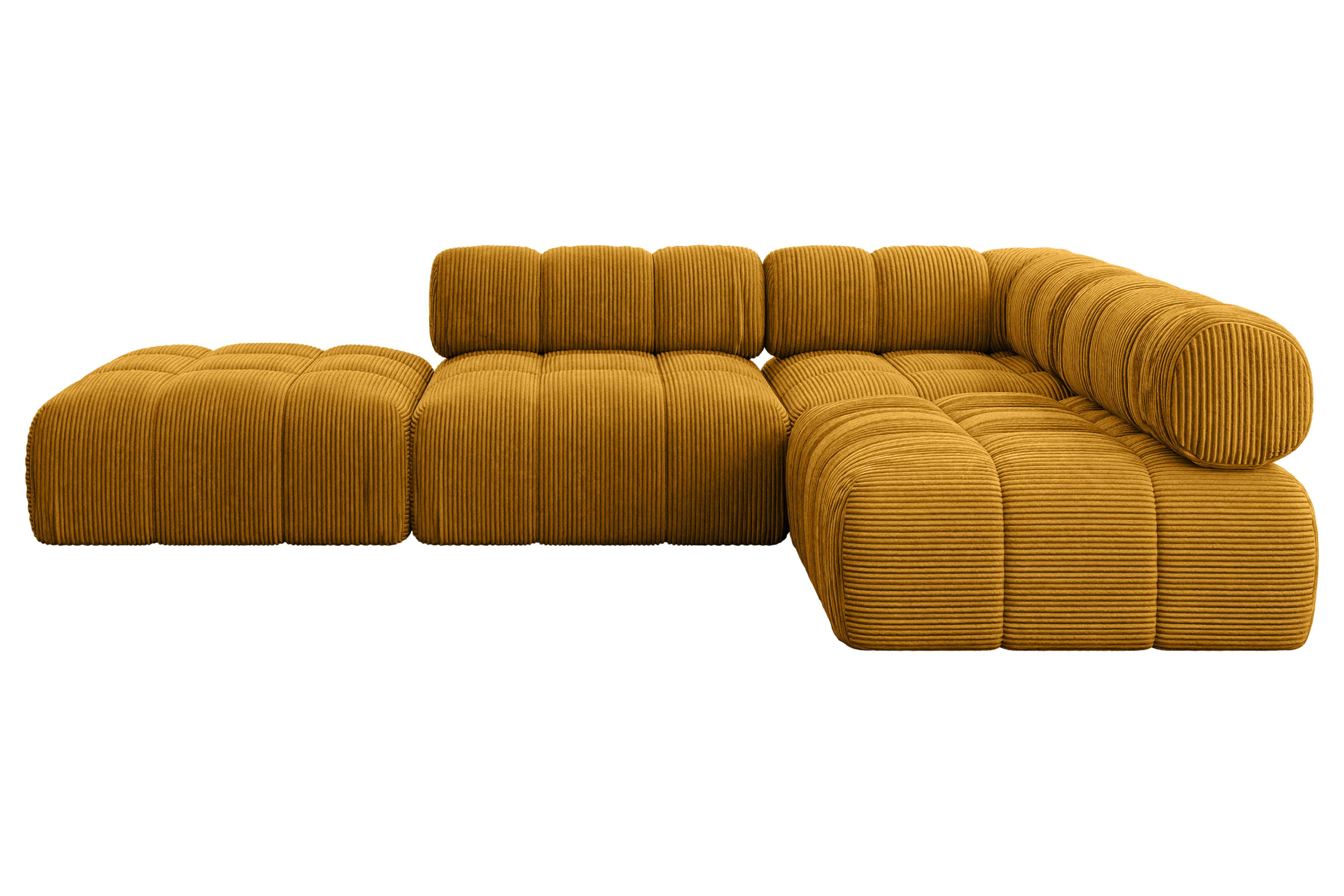 ECKSOFA modulares Sofa Favio-L1 - 285x190x70 cm Senfgelb Cord - Currygelb, Holzwerkstoff/Textil (285/190cm) - ALTDECOR