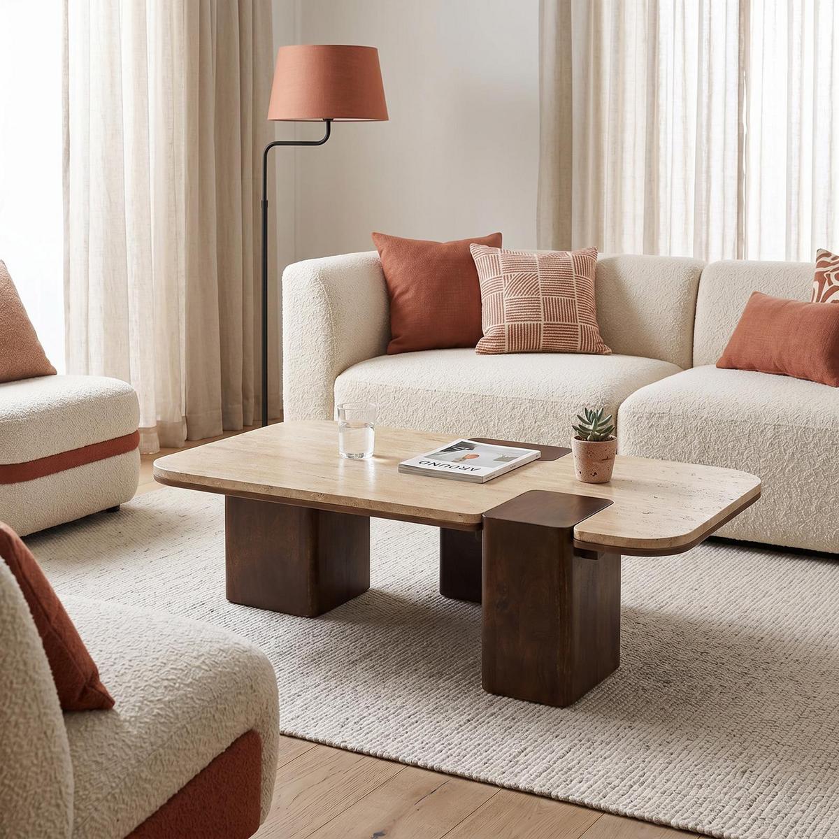 COUCHTISCH SURAT braun/beige - Beige/Braun, Holz/Naturmaterialen (60/100/27cm) - IDIMEX