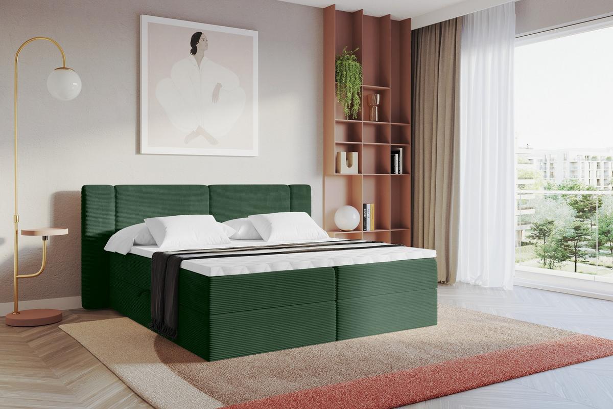 BOXBETT mit Matratze H4 - EVON - 180x200 cm Grün - Grün, Holzwerkstoff (180/200cm) - ALTDECOR