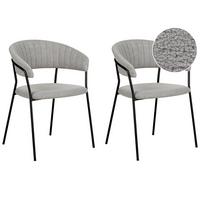 ESSZIMMERSTUHL 2er-Set Bouclé grau Mariposa - Schwarz/Grau, Textil (55/78/55cm) - Beliani