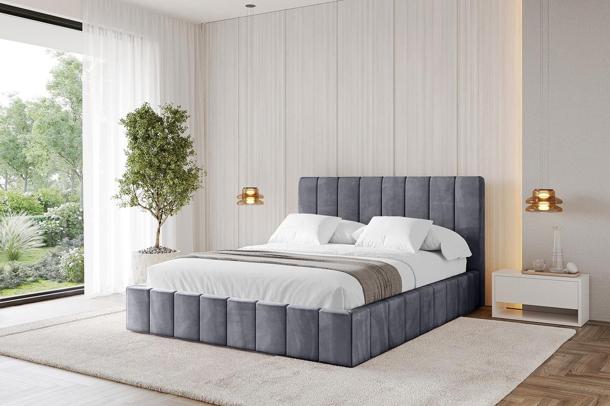 POLSTERBETT mit Bettkasten und Lattenrost, Bett mit Matratze H3/H4 - FINO 180x200 Dunkelgrau - Dunkelgrau, Holzwerkstoff/Textil (180/200cm) - ALTDECOR