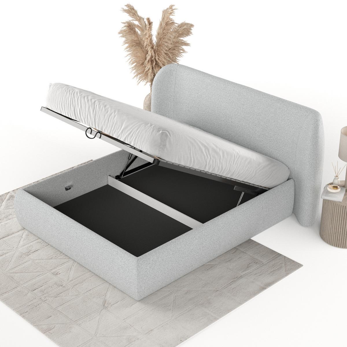 POLSTERBETT Bellano mit Stauraum 200/200 cm Hellgrau im Riva Stoff - Hellgrau/Schwarz, Holz/Holzwerkstoff (200/200cm) - AltaBeds