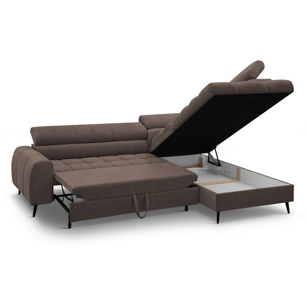 ECKSCHLAFSOFA Vinni Braun, Chenille-Stoff, rechts - Braun, Textil (265/205cm) - Beautysofa