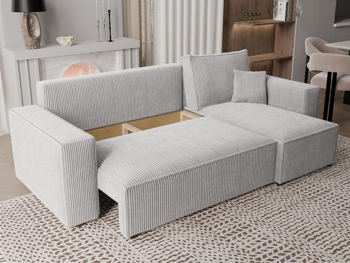 ECKSOFA Adara Mit Schlaffunktion - Hellgrau, Holzwerkstoff/Textil (145/244cm) - Fun Möbel