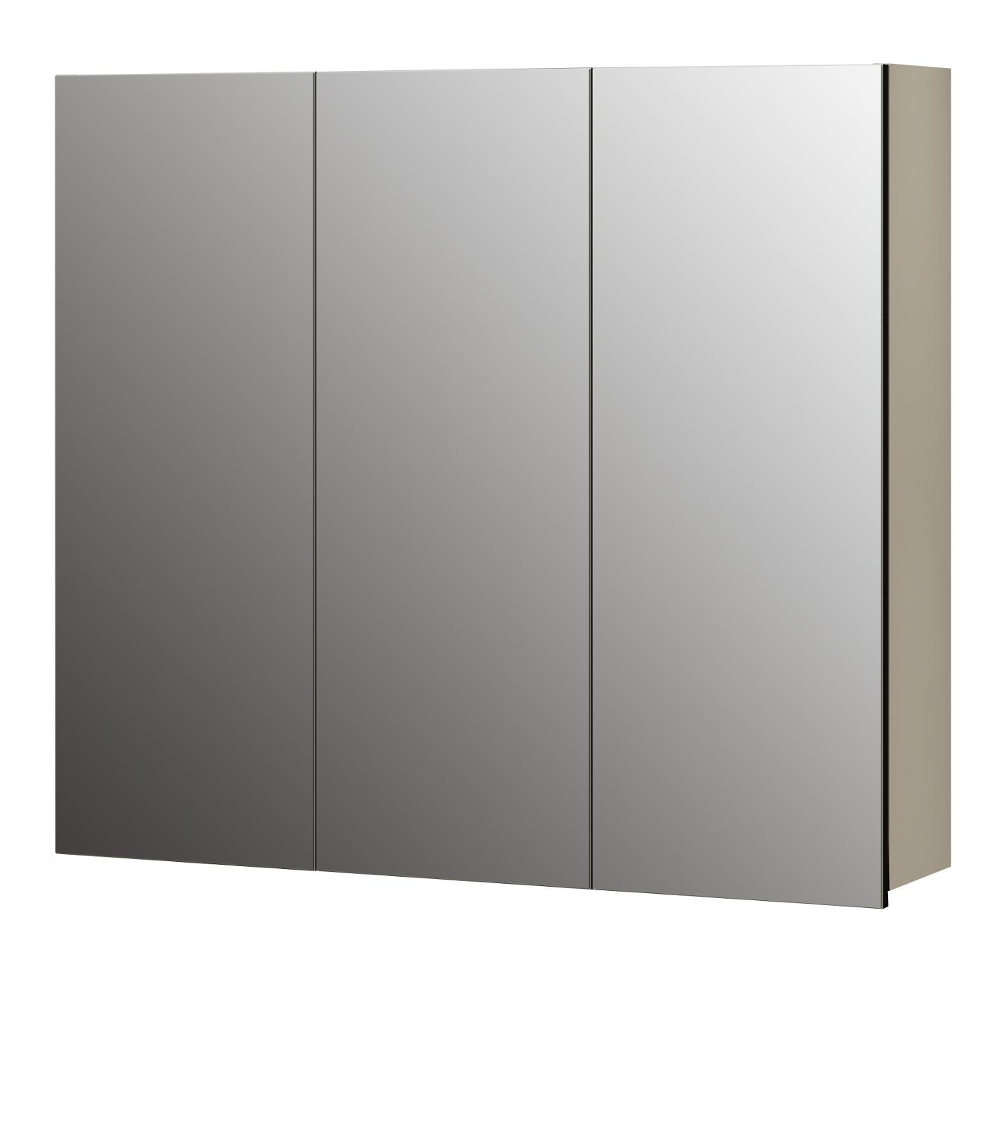SPIEGELSCHRANK Kaschmir grau 90 cm, Badschrank 3-türig - Klar/Grau, Glas/Holzwerkstoff (90/80/20cm) - Top.Furn