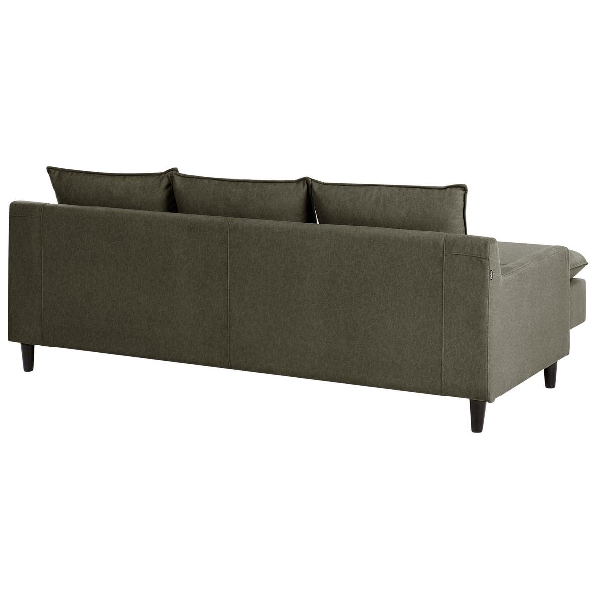 ECKSOFA 3-Sitzer Samtstoff Dunkelgrün rechtsseitig Elvenes - Braun/Grün, Textil (206/140cm) - Beliani
