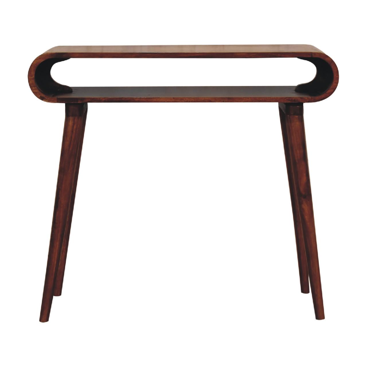 KONSELENTISCH aus Massivholz, Offener Lagerraum, Braun - Kastanienfarben/Messingfarben, Holz/Metall (35/90/80cm) - Artisan Furniture