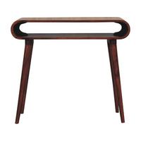 KONSELENTISCH aus Massivholz, Offener Lagerraum, Braun - Kastanienfarben/Messingfarben, Holz/Metall (35/90/80cm) - Artisan Furniture