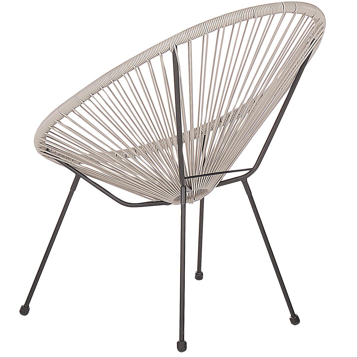 RATTANSTUHL Kunststoff hellgrau 70 cm Acapulco II - Hellgrau/Schwarz, Kunststoff (70/87/90cm) - Beliani