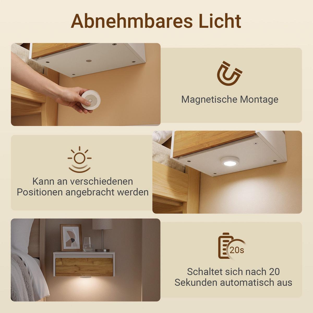 SCHWEBENDER-NACHTTISCH mit Schublade, Wandregal 40x29,8x15,6cm - Weiß/Naturfarben, Holzwerkstoff (40/11/30cm) - SoBuy