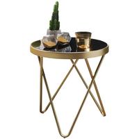 BEISTELLTISCH Glas Kupfer V-Gestell 70er-Jahre Design, Gold 42x42x46 cm - Goldfarben, Glas/Metall (42/42/46cm) - KADIMA DESIGN