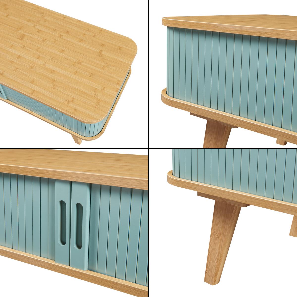 COUCHTICH Tysvær 100/50/40 cm - Blau/Naturfarben, Holz/Holzwerkstoff (50/100/40cm) - [en.casa]