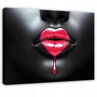 BILDER Frau Lippen Schwarz Modern 60x40 - Multicolor, Holzwerkstoff (60/40cm) - Wallarena