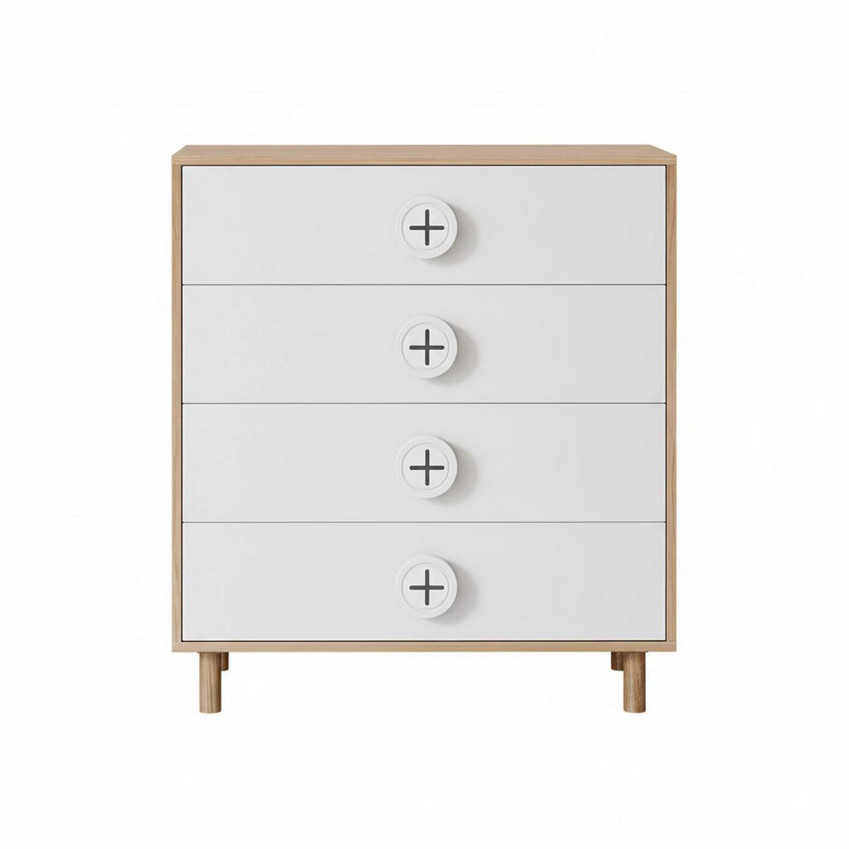 NACHTSCHRÄNKCHEN Modern Weiß Holzoptik mit 4 Schubladen 80×54×90 cm - Weiß, Holzwerkstoff (80/90/54cm) - Urban Meuble