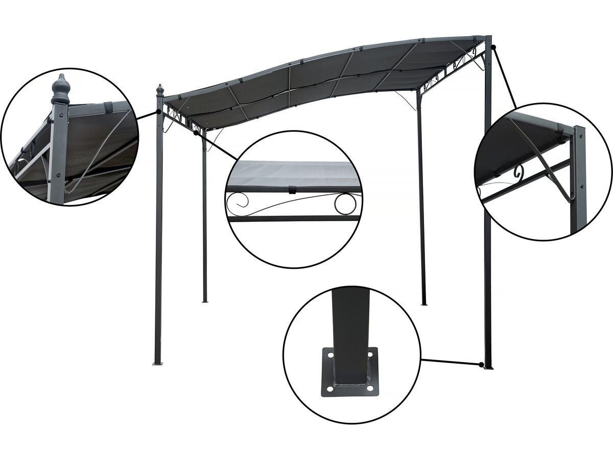 PERGOLA - MARKISE pergola adossée inclinée en métal - 3 x 2.5 m - gris Grau - Grau, Metall (248/248/297cm) - Habitat Garten