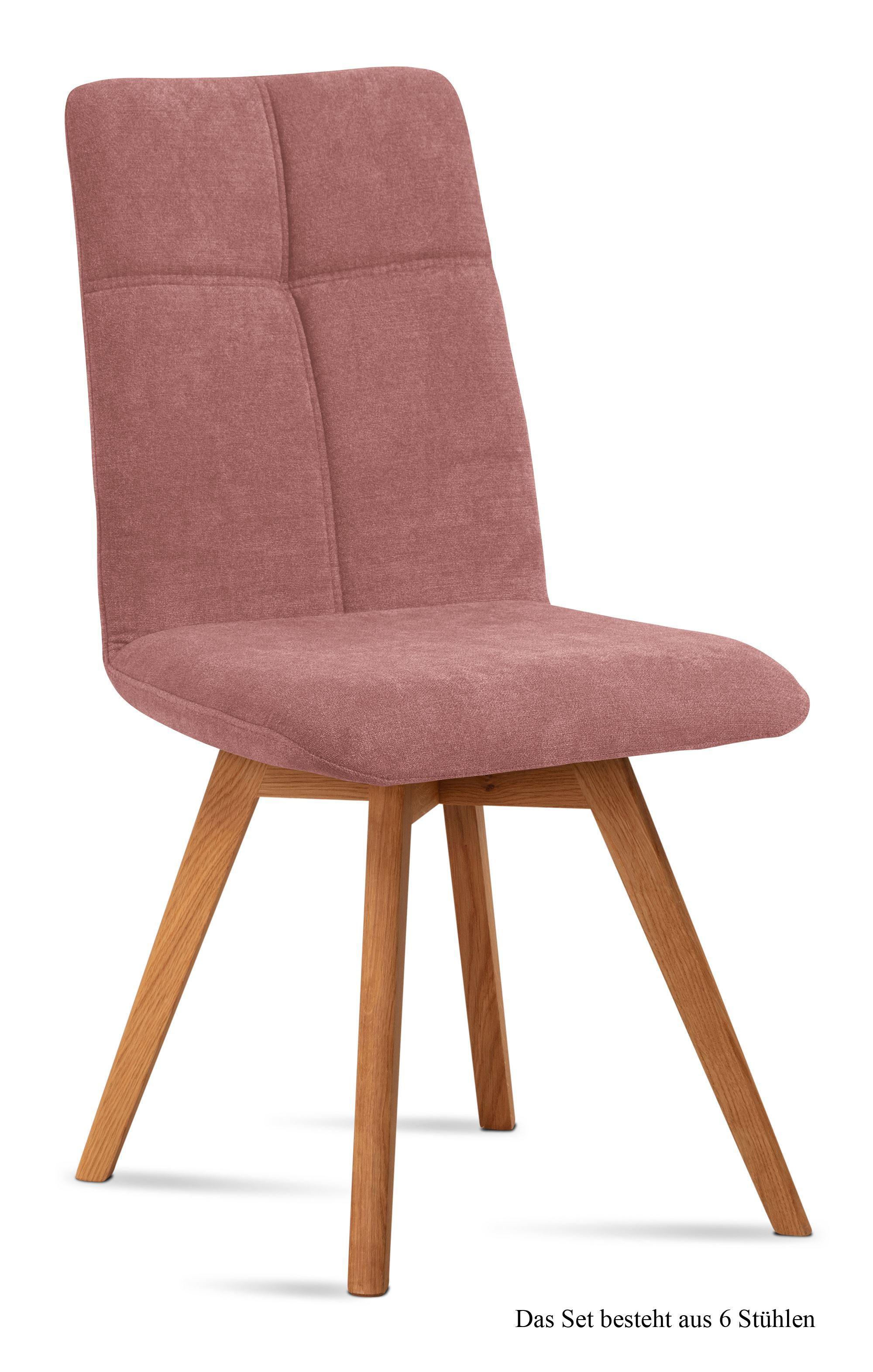 ESSZIMMERSTUHL (6er-Set) Dimut 47x92x60 Eiche geölt/Rosewood - Eichefarben/Dunkelrosa, Kunststoff (60/92/47cm) - 58aufmkessel