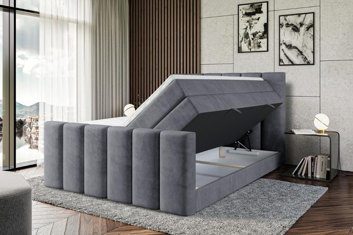 BOXSPRINGBETT BOXI1-Z KING - 140x200 - H3/H4 - Dunkelgrau - Dunkelgrau, Holzwerkstoff (140/200cm) - ALTDECOR