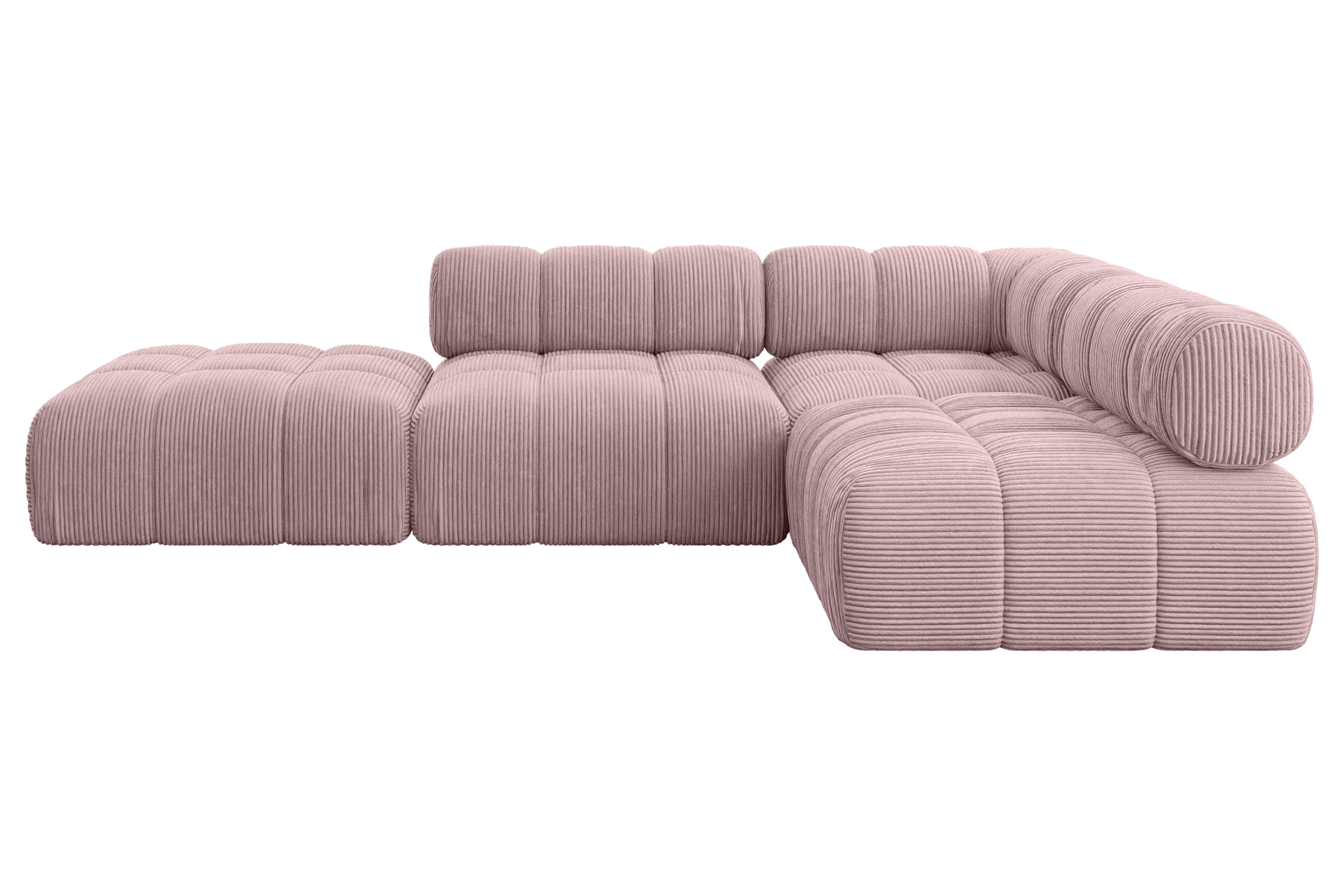ECKSOFA modulares Sofa Favio-L1 - 285x190x70 cm Rosa Cord - Rosa, Holzwerkstoff/Textil (285/190cm) - ALTDECOR