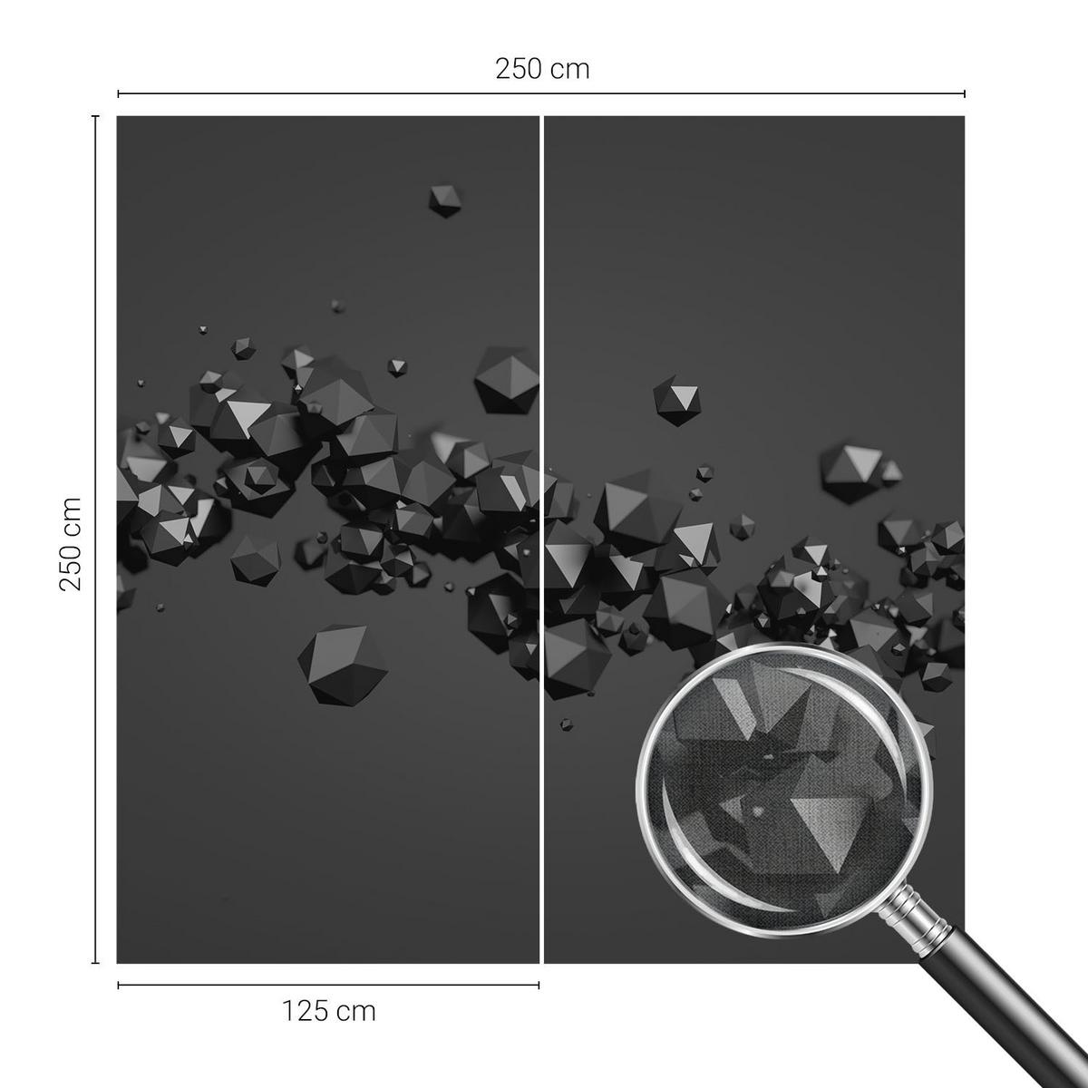 FOTOTAPETE 250x250 cm - Schwarze Klumpen - Weiß, Textil (250/250cm) - Wallfluent