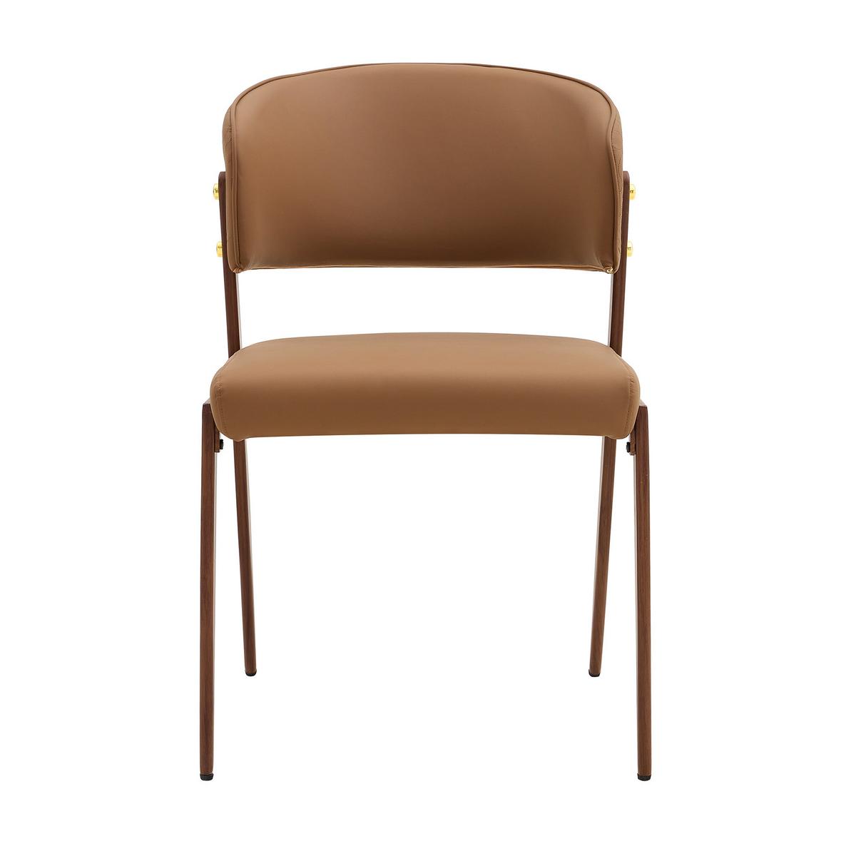 ESSZIMMERSTÜHLE 2er Set Braun Kunstleder Gepolstert Metallgestell - Braun, Leder (51/78/49cm) - Urban Meuble